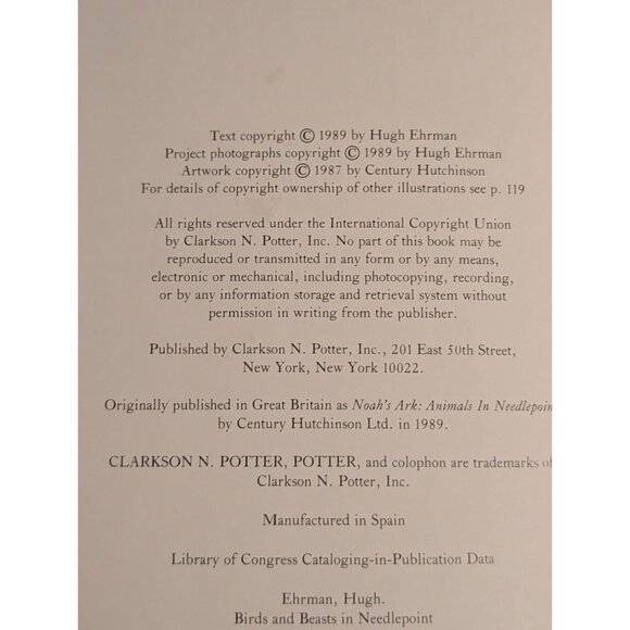 Birds And Beasts In Needlepoint Hardcover Book by Hugh Ehrman Elizabeth Benn - Picture 3 of 16